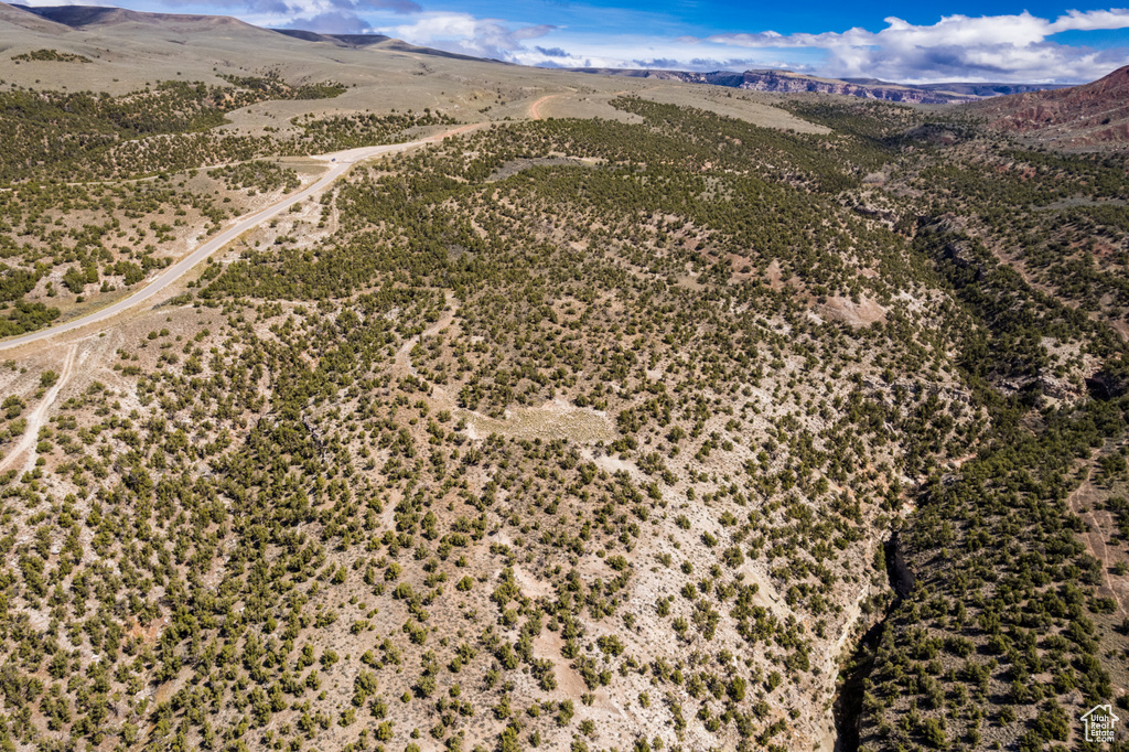 Aerial view of a mountainous background