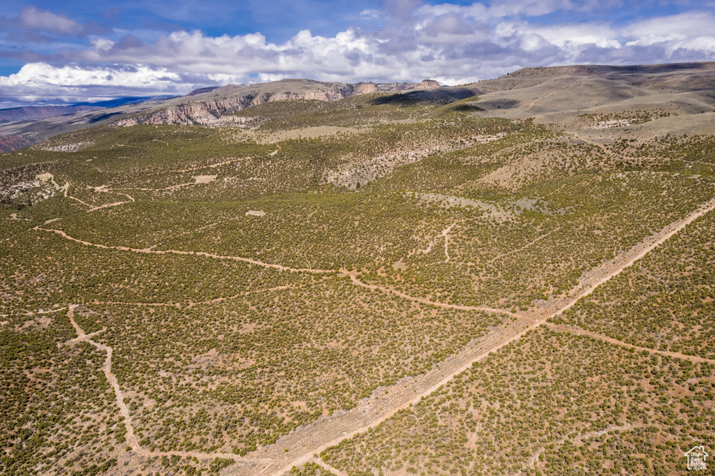 Drone / aerial view of a mountain backdrop