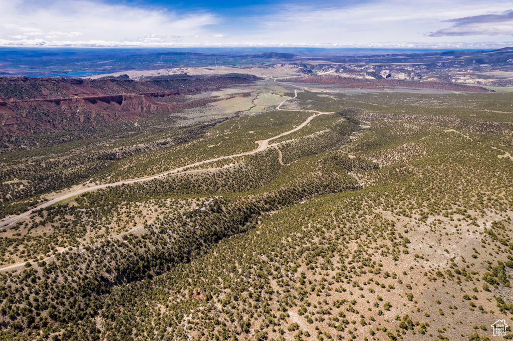 Drone / aerial view of a mountainous background