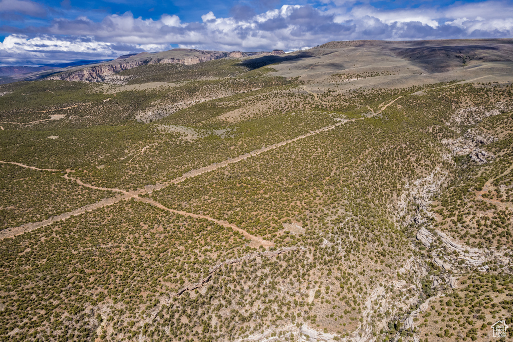 Drone / aerial view of a mountainous background