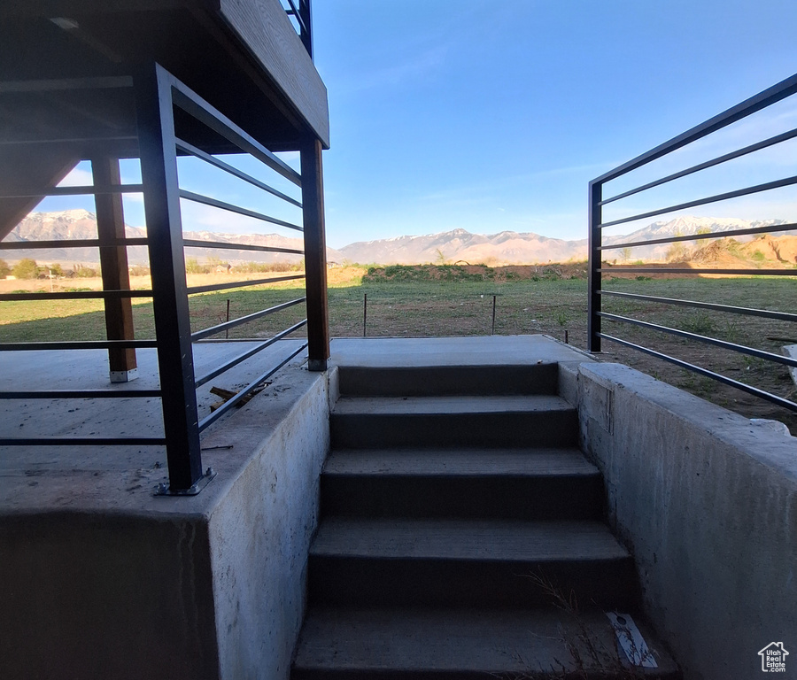 Stairway with a mountain view