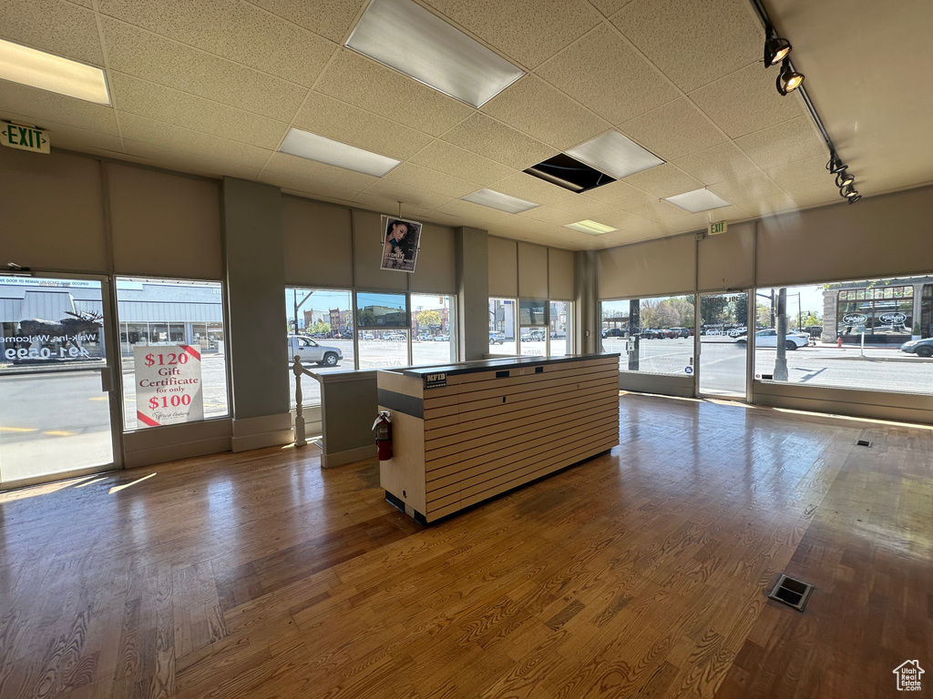 Building lobby featuring a paneled ceiling