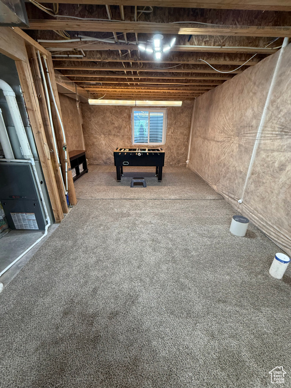 Below grade area with carpet flooring
