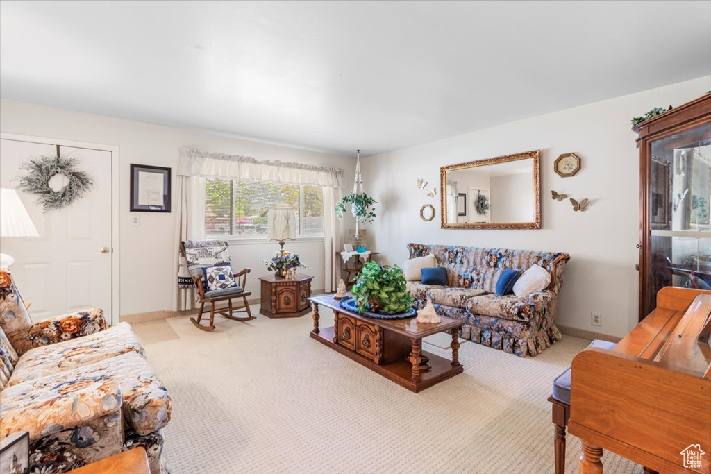 View of carpeted living area