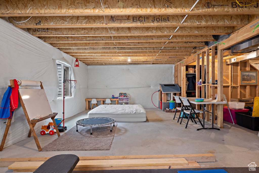 View of unfinished basement