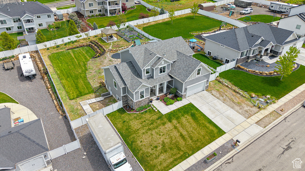 Aerial view of residential area