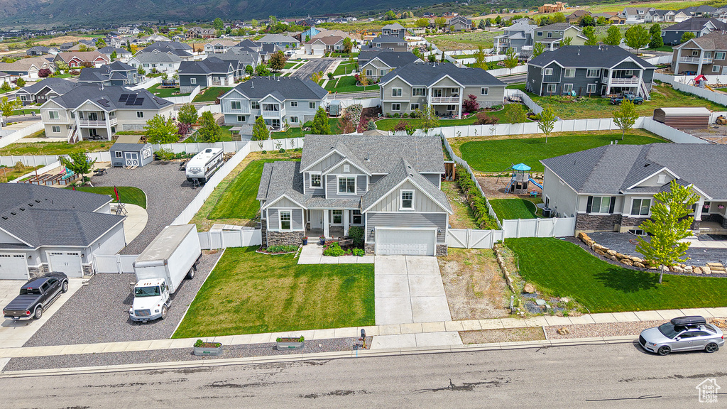 Aerial view of residential area