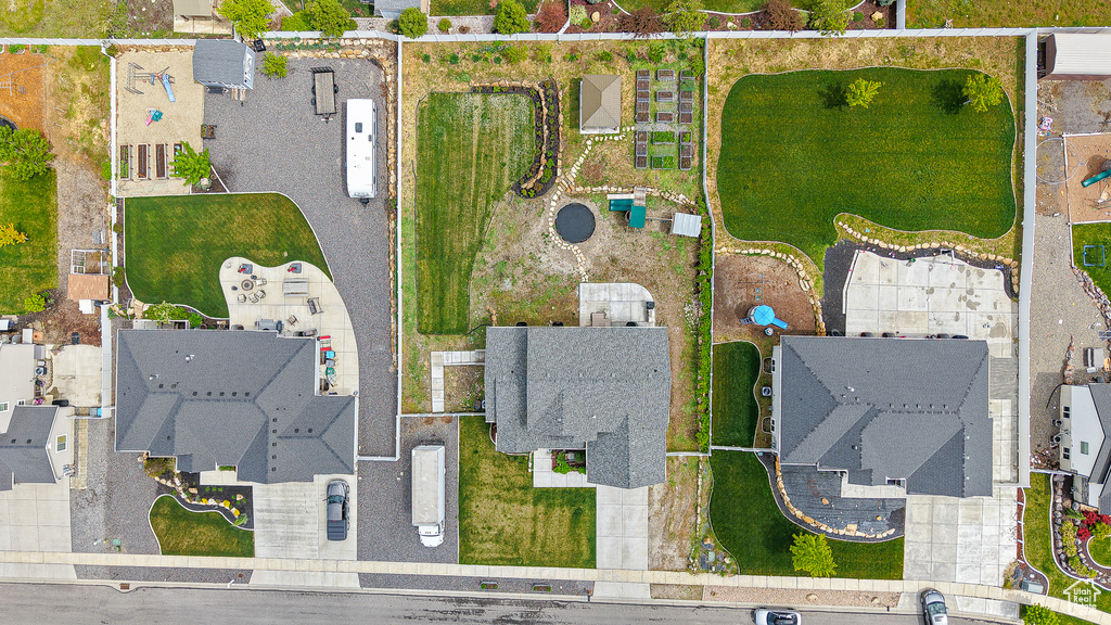 Aerial perspective of suburban area