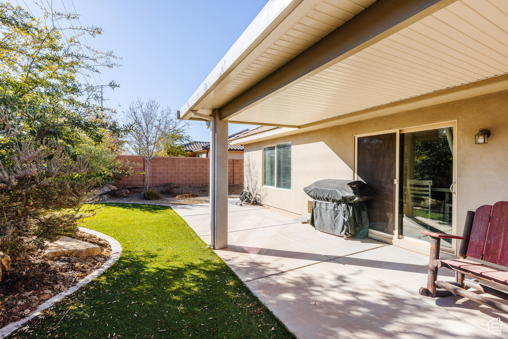 View of patio / terrace with fence and area for grilling
