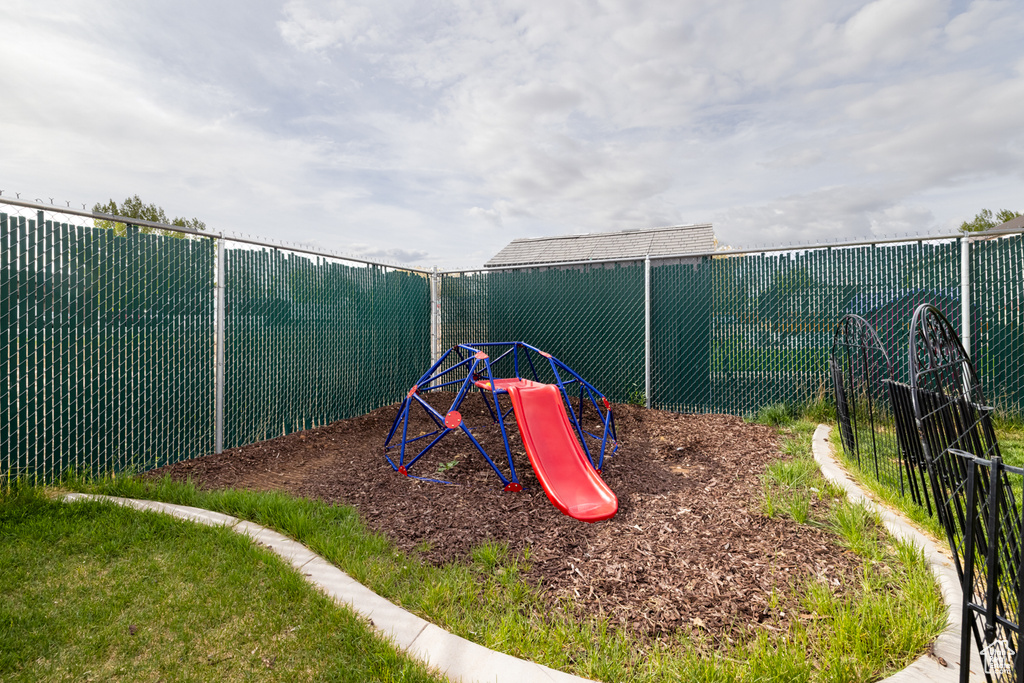 Community playground with fence