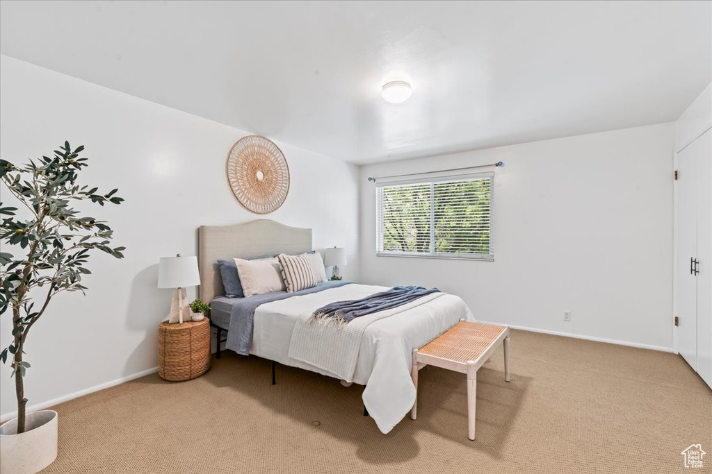 Bedroom with carpet and baseboards