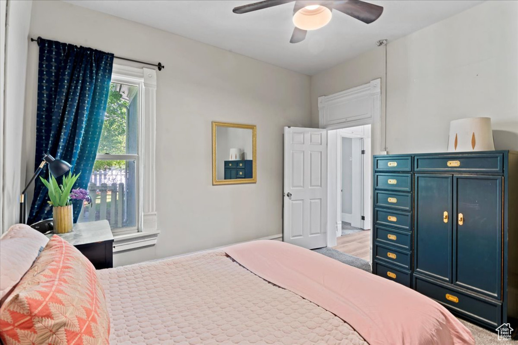 Bedroom with a ceiling fan