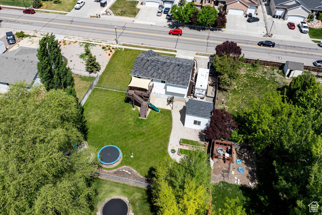 Aerial perspective of suburban area