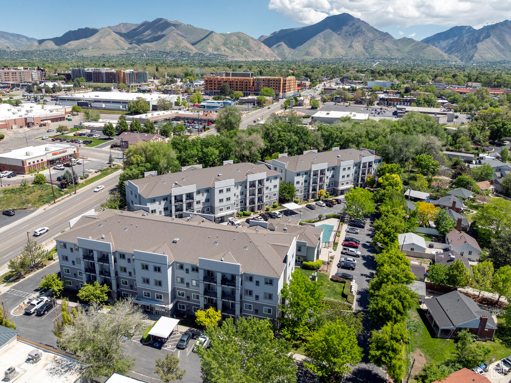 Aerial view of a mountain backdrop