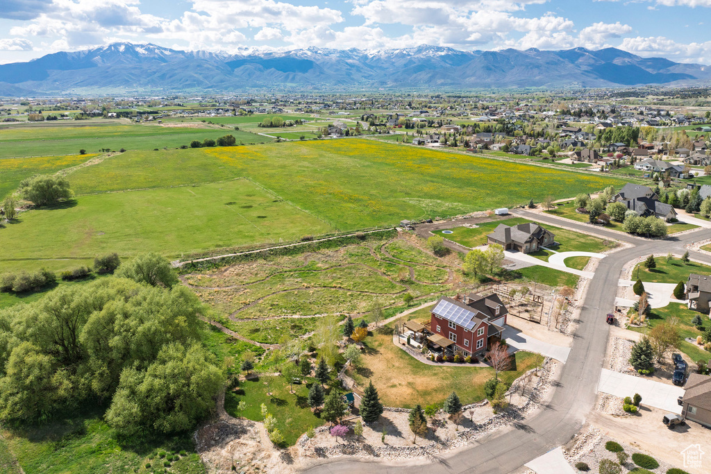 Drone / aerial view of a mountain backdrop