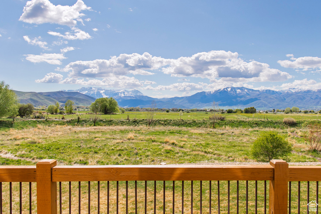 View of mountain backdrop featuring rural landscape
