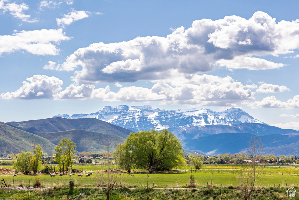 Mountain view with rural landscape