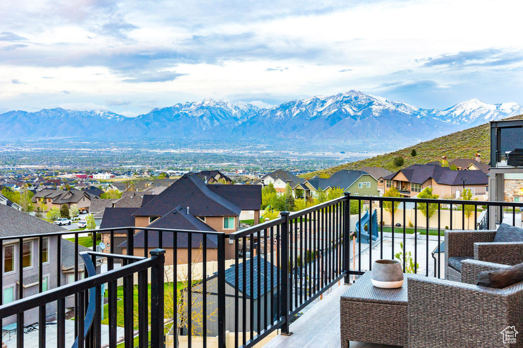 View of mountain backdrop with nearby suburban area