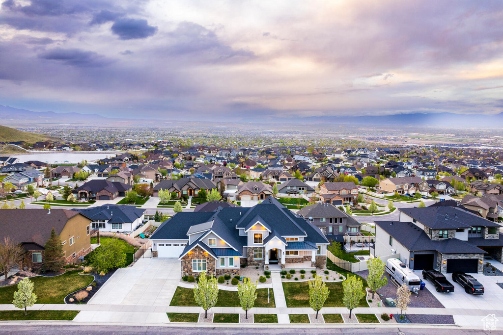 Aerial perspective of suburban area
