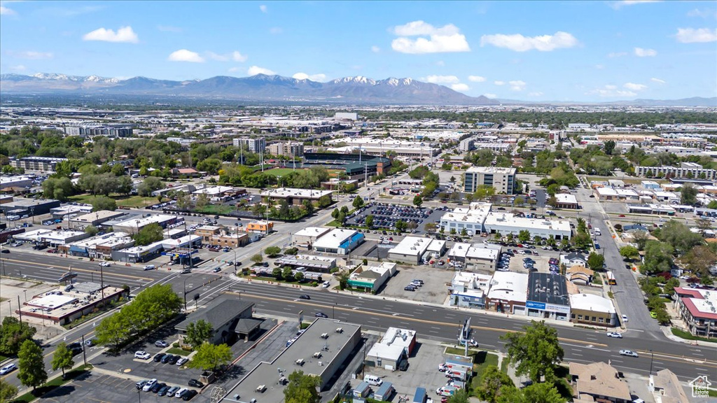 Drone / aerial view of a mountain backdrop