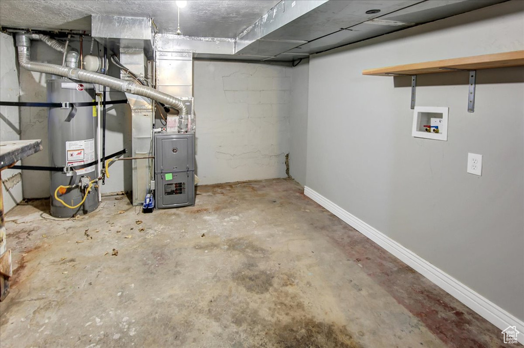 Basement with secured water heater