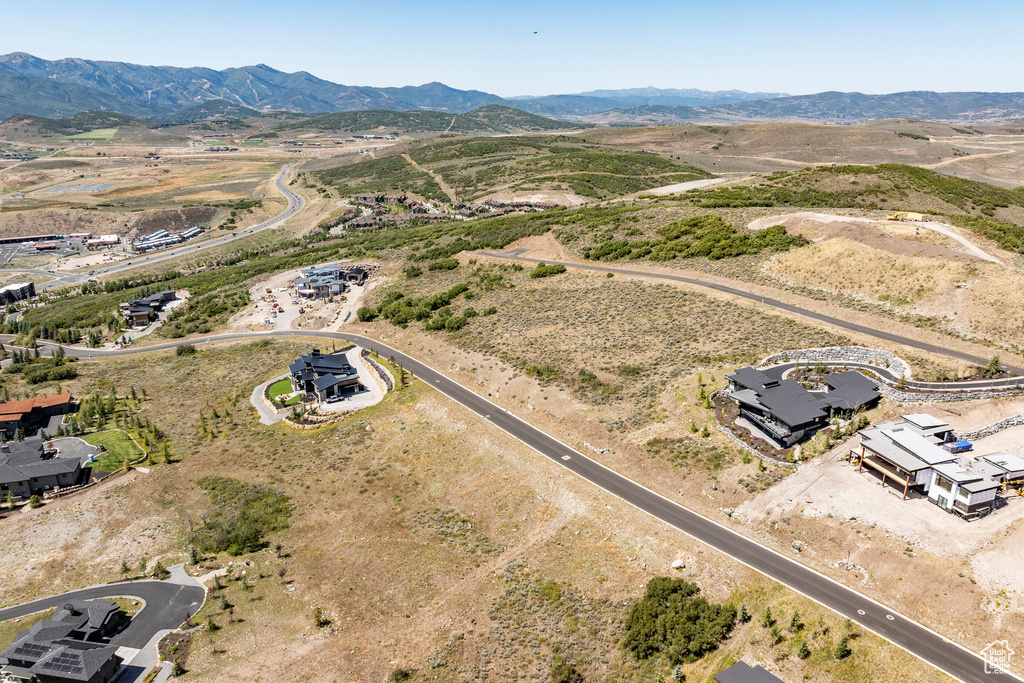 Aerial view of a mountainous background