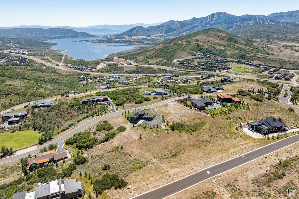 Aerial view of a water and mountain view