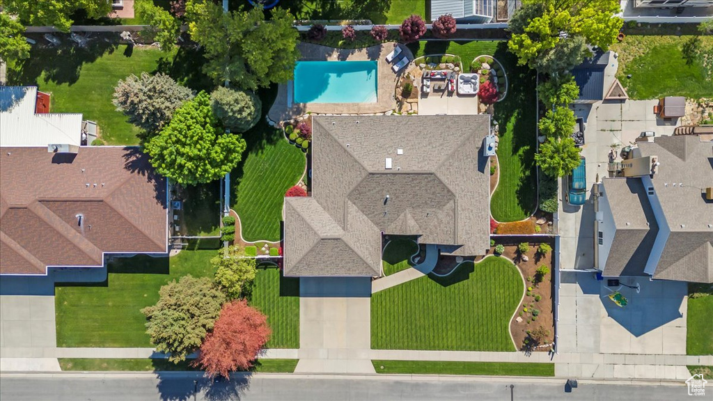 Aerial view of a pool area