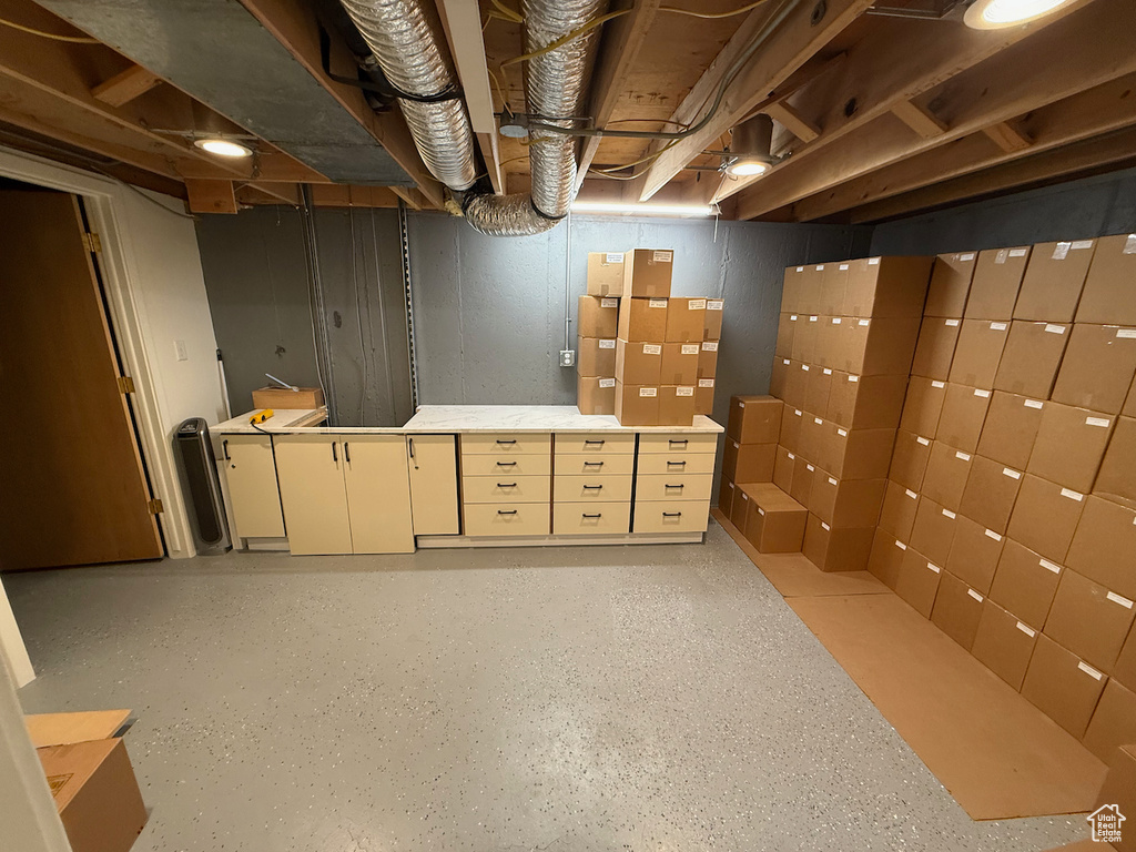 View of unfinished basement