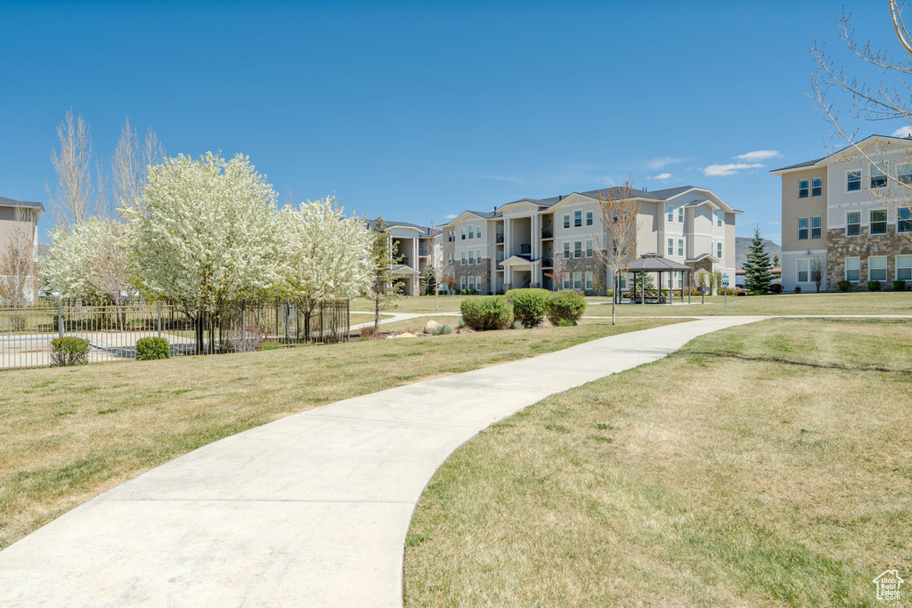 View of property's community with a gazebo and a residential view
