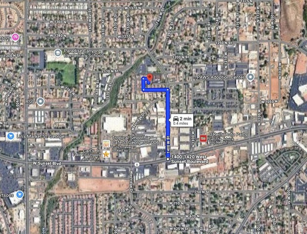 Aerial map of property and surrounding area