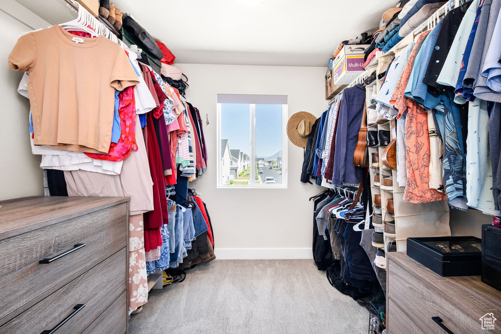 Spacious closet with carpet floors