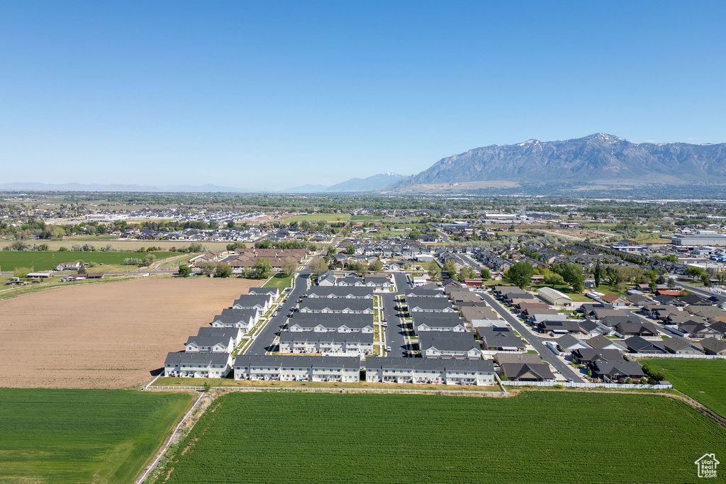 Aerial view of a mountain backdrop