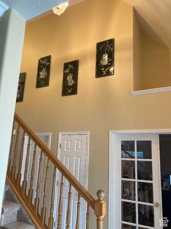 Staircase with a high ceiling