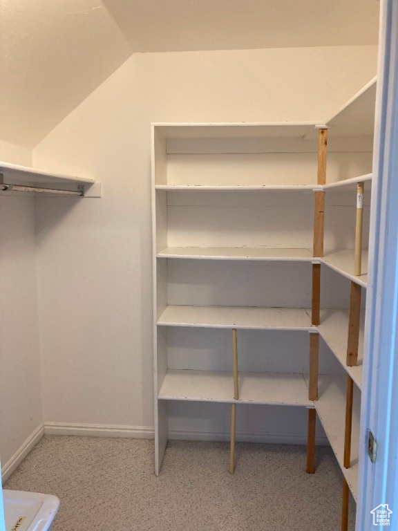 Spacious closet with vaulted ceiling