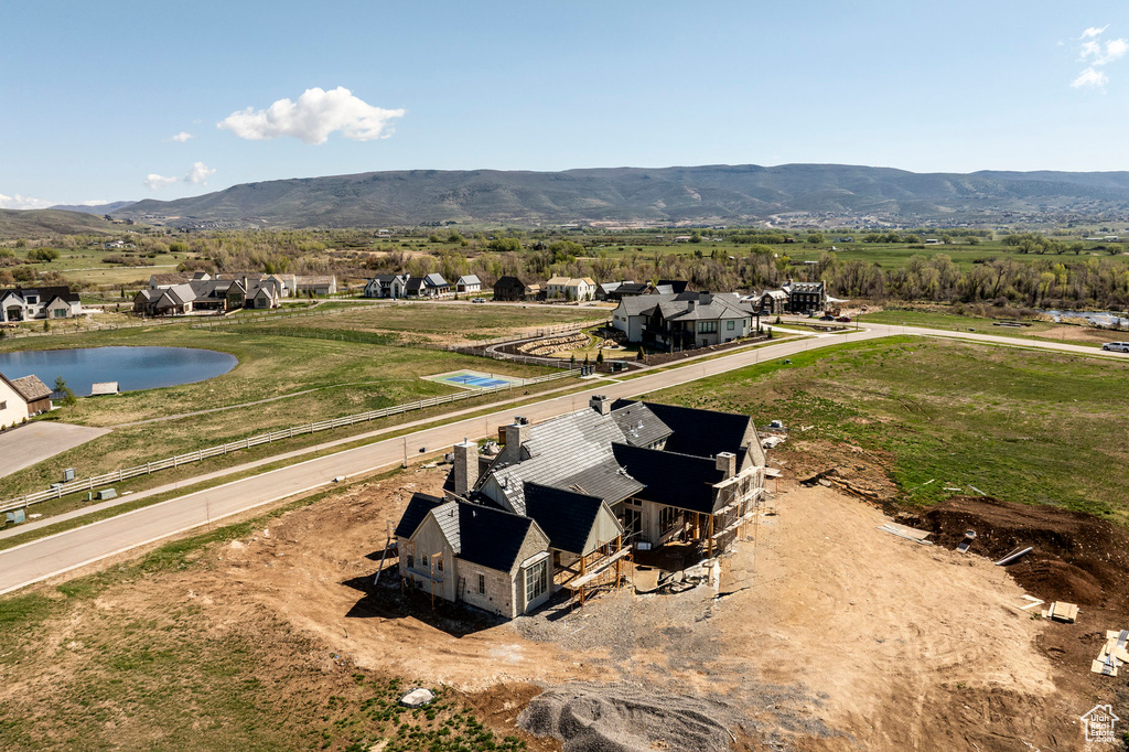 Aerial view of a mountain backdrop