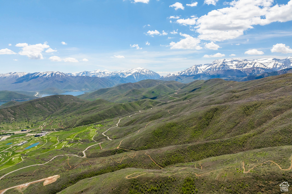 Mountain view with a large body of water