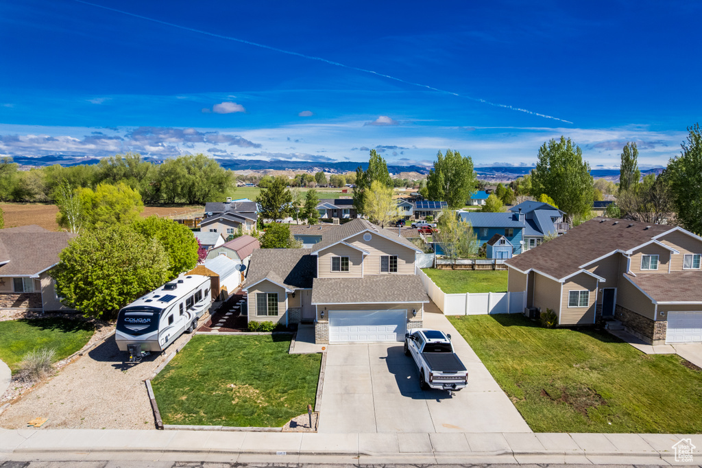 Aerial perspective of suburban area