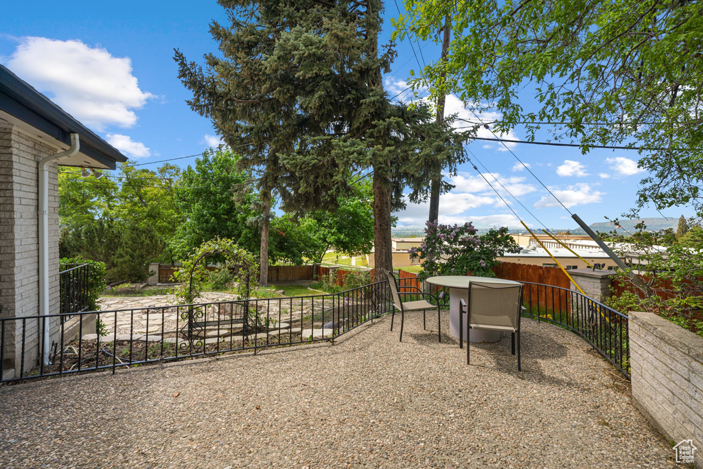 View of fenced backyard