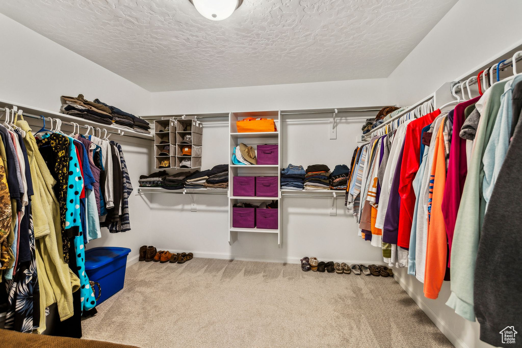 Spacious closet with carpet floors