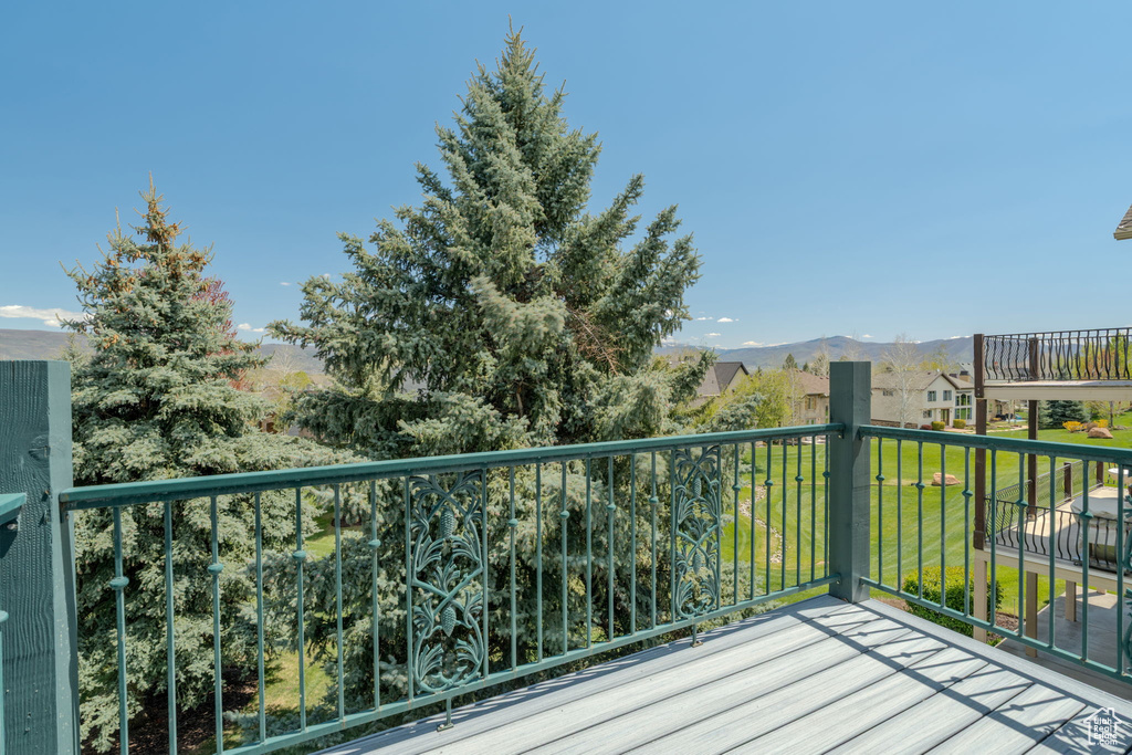 Balcony with a mountain view