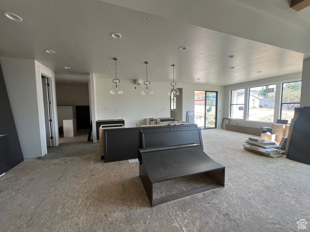 Living area with recessed lighting