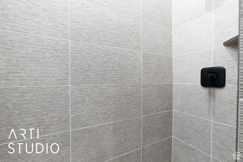Bathroom view of tiled shower