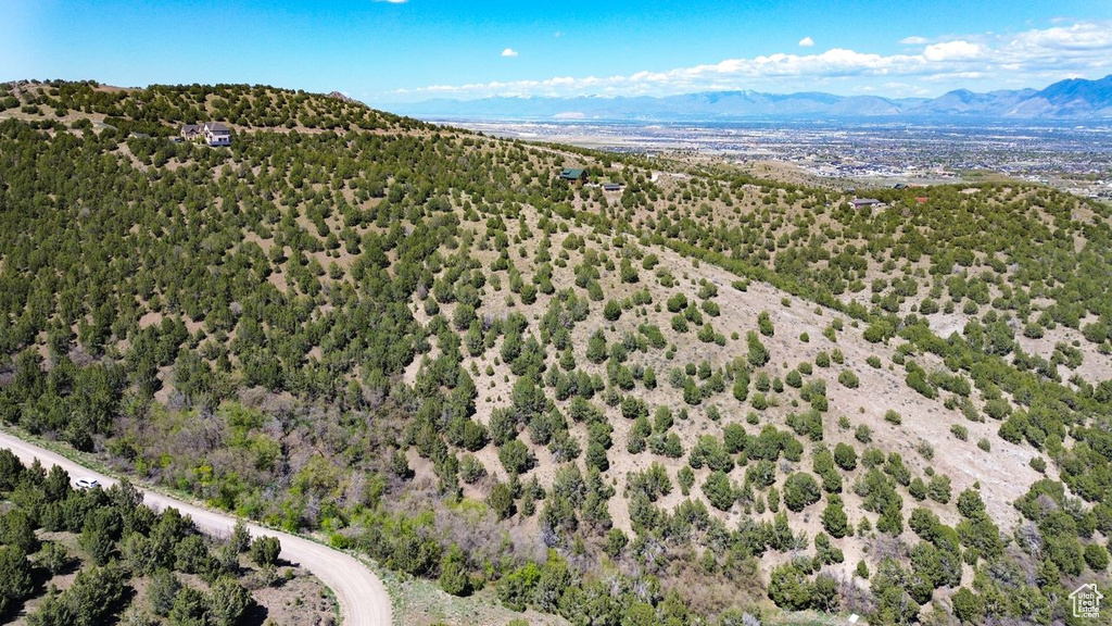 Aerial view of a mountainous background