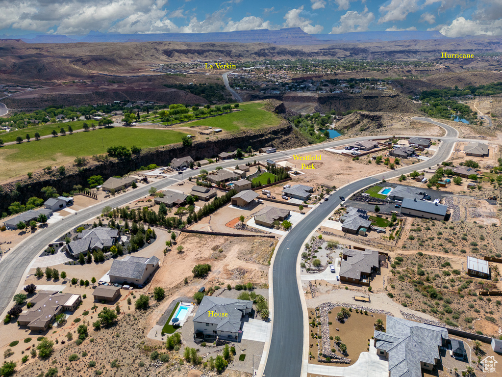 Bird\'s eye view of a mountain backdrop