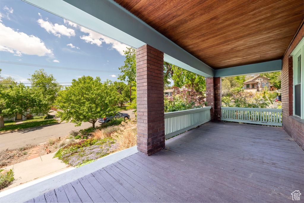 View of wooden deck