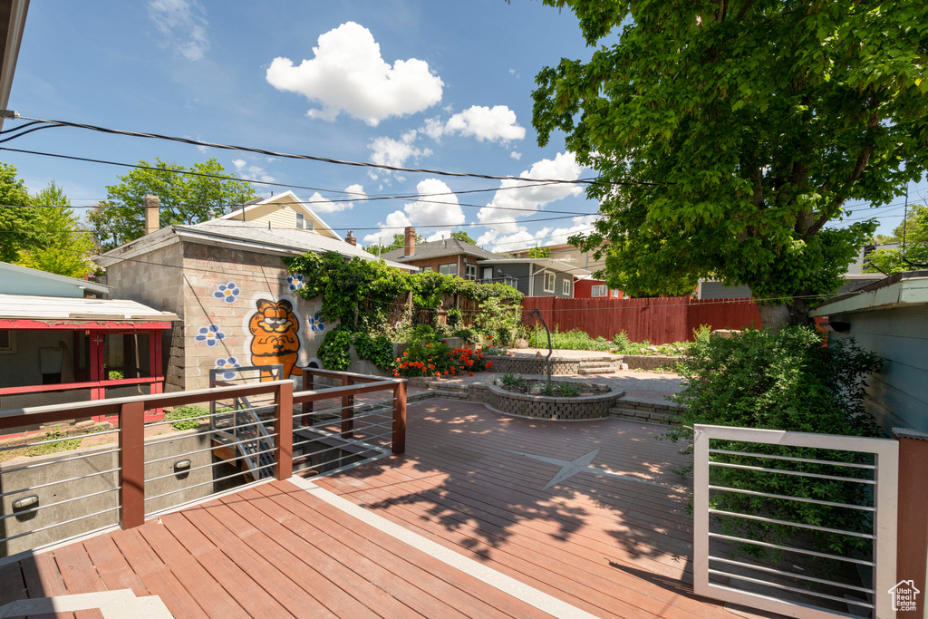 Wooden terrace with fence