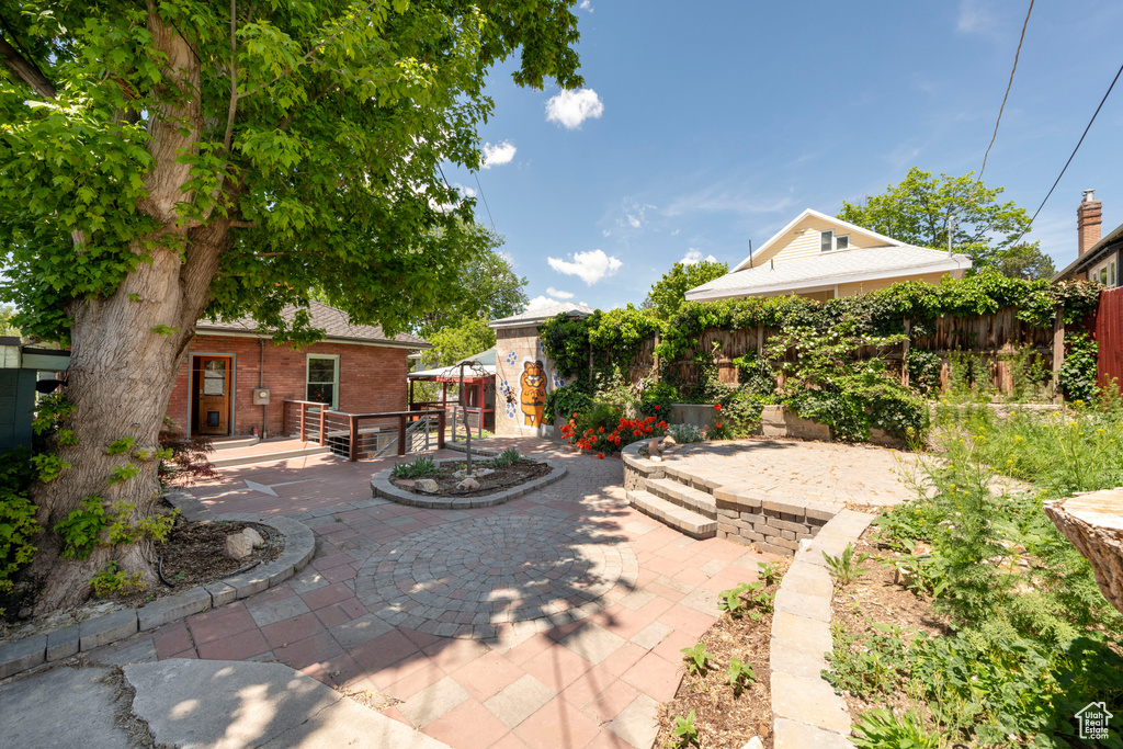 View of patio featuring a fenced backyard