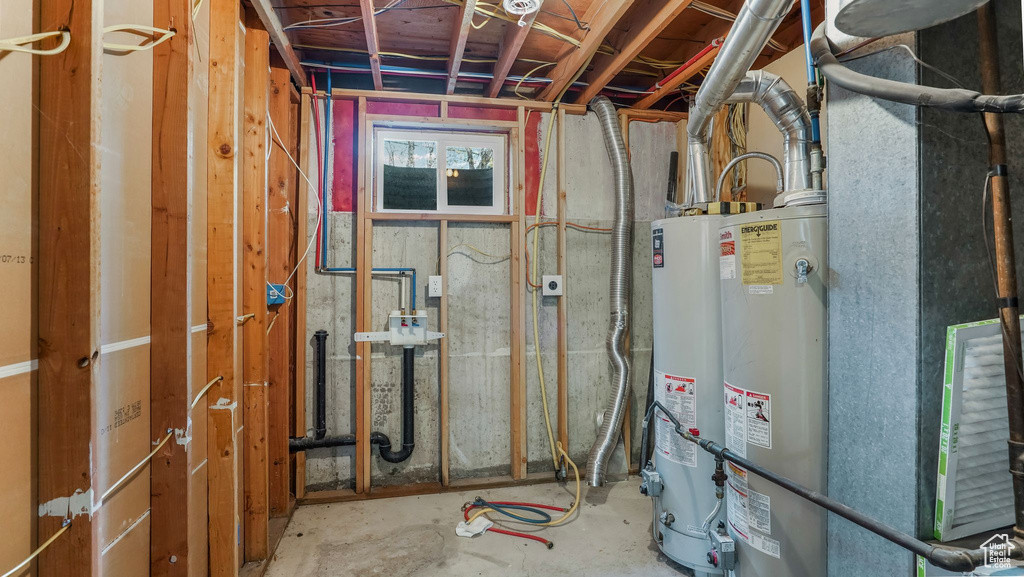 Utility room with gas water heater