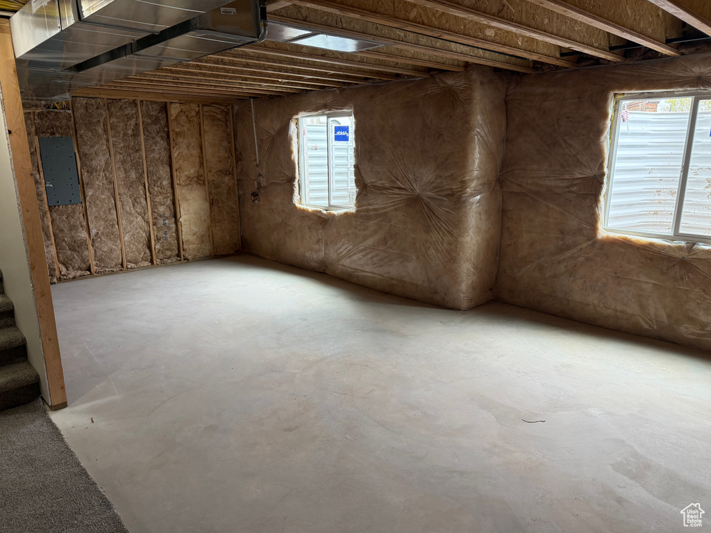 Basement with electric panel